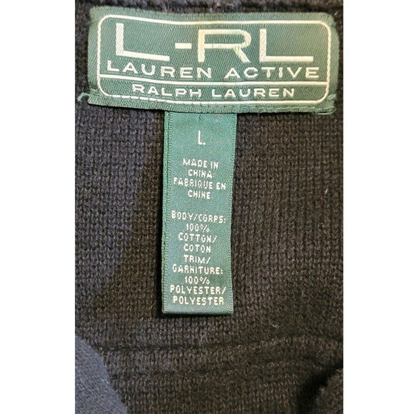 Ralph Lauren L-RL Active Hooded Zip Sweater Black Sporty Casual Fall Layer Large - Picture 9 of 10